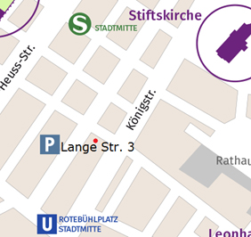 Lageplan der Verbandsgeschäftsstelle in Stuttgart.